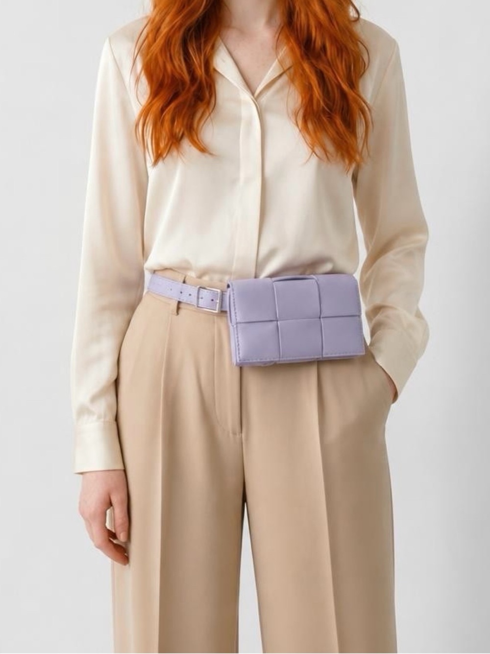 Lilac Quilted Belt Bag - Women's Fashion Waist Pouch